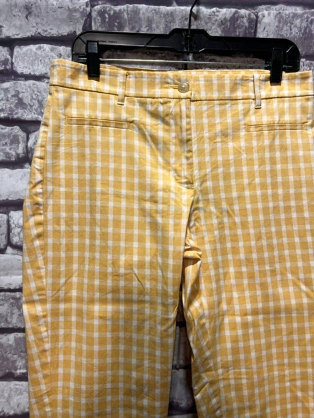 Ann Taylor Yellow & White Check Crop Pants Size 8 - Picture 2 of 8